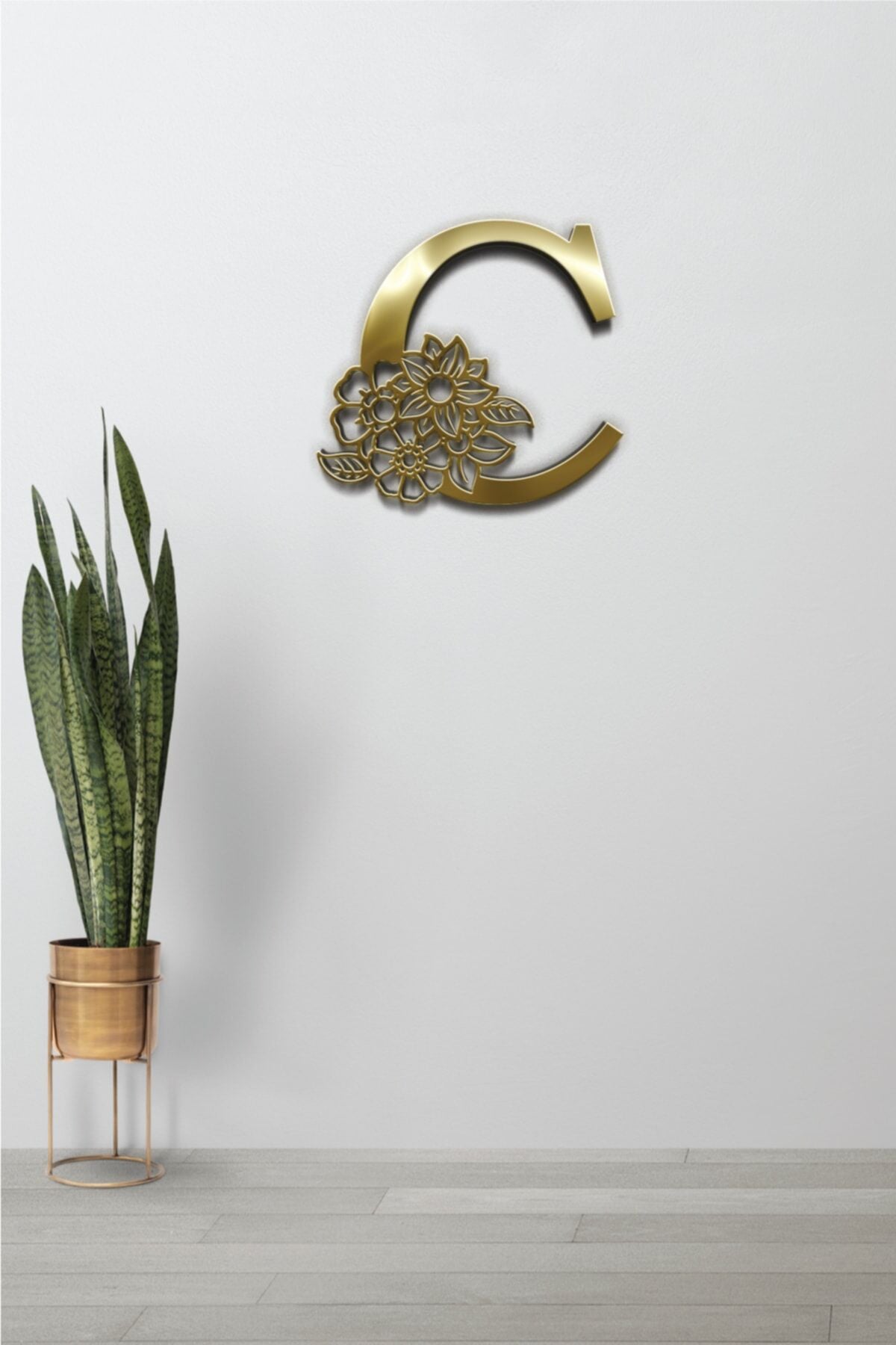 Pleksi Glass Harf Dekoratif Tablo Gold-C