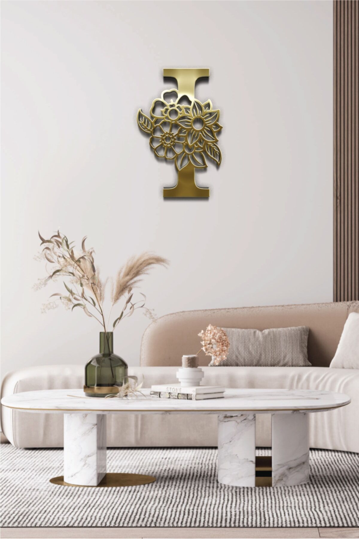 Pleksi Glass Harf Dekoratif Tablo Gold-I