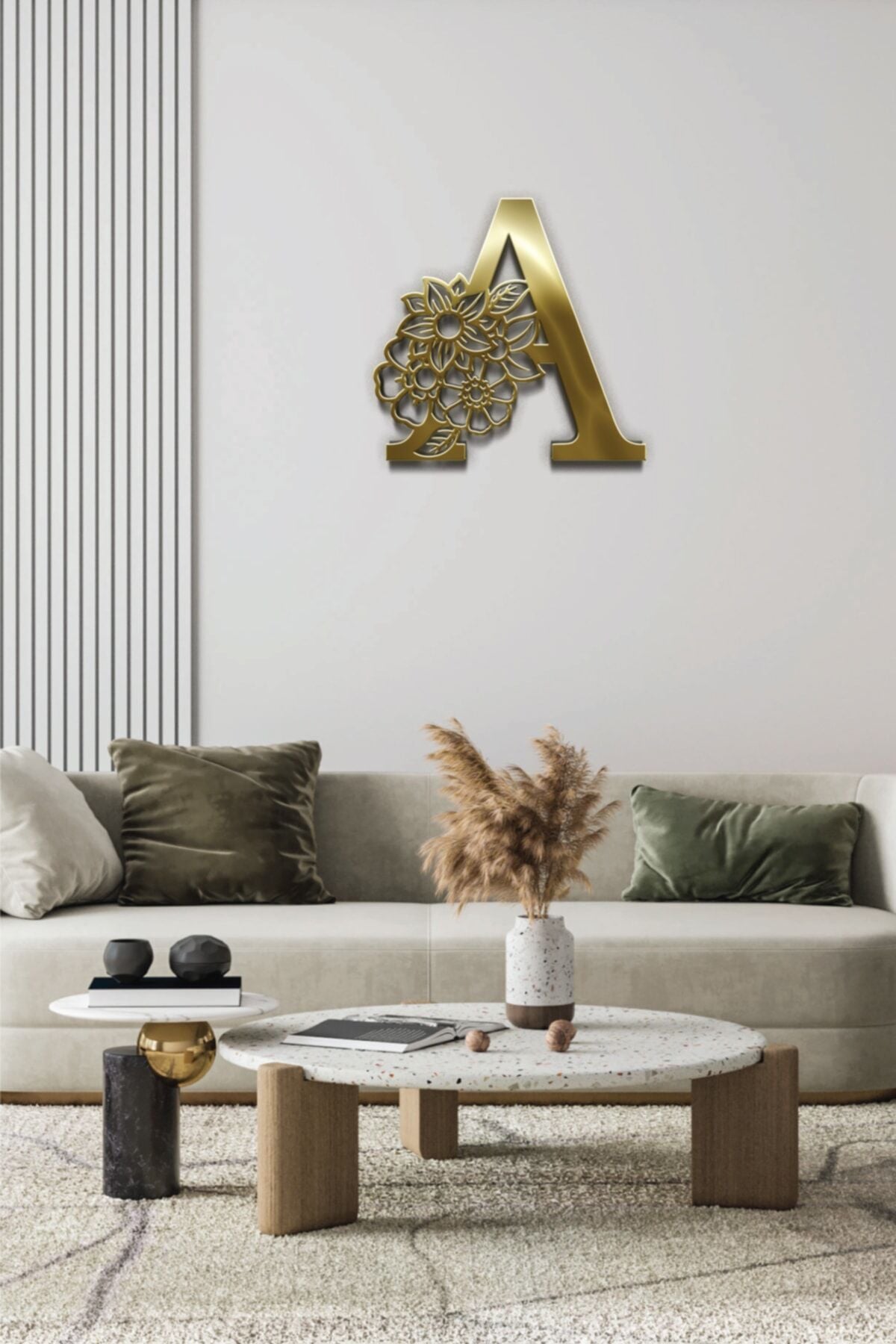 Pleksi Glass Harf Dekoratif Tablo Gold-A