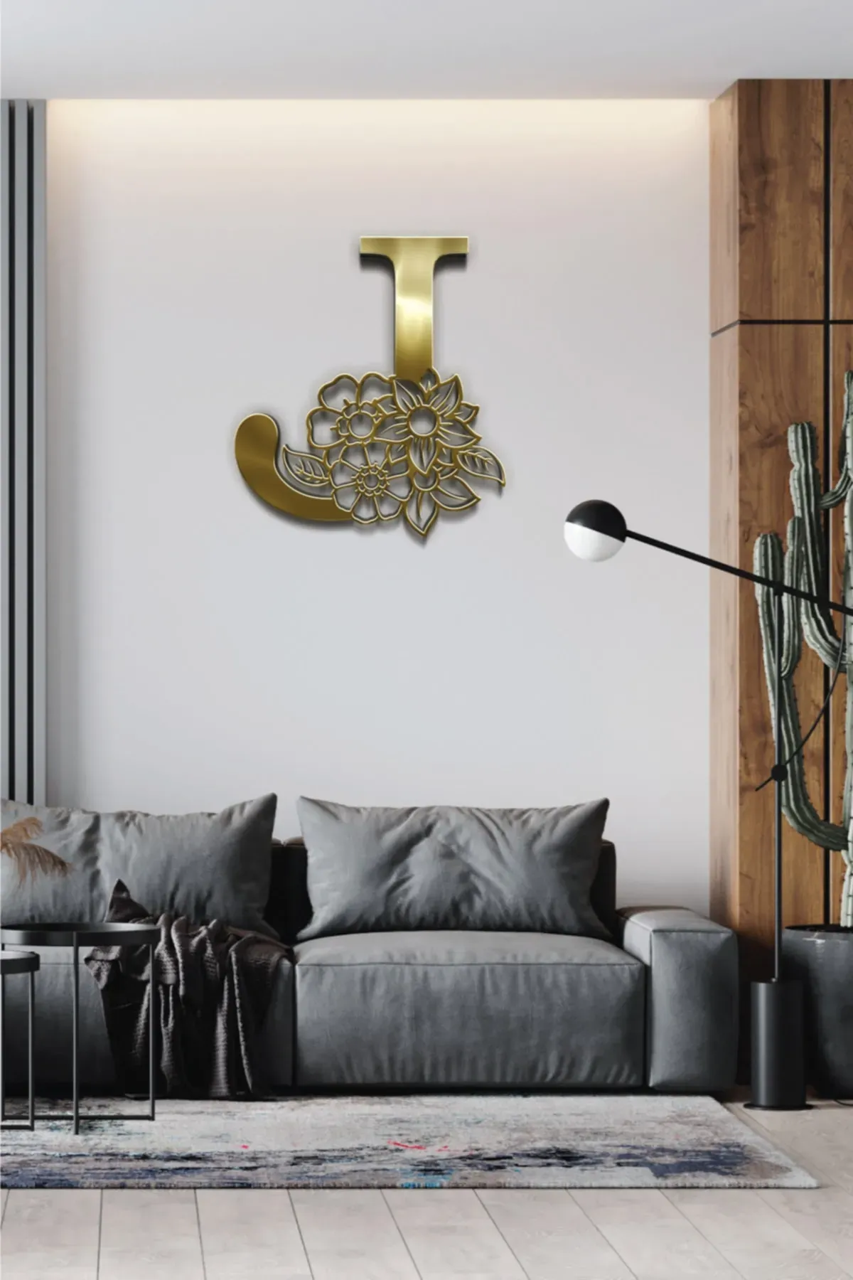 Pleksi Glass Harf Dekoratif Tablo Gold-K
