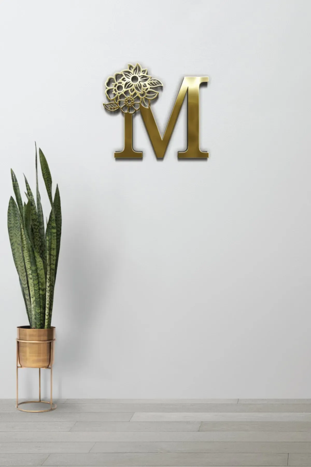 Pleksi Glass Harf Dekoratif Tablo Gold-M