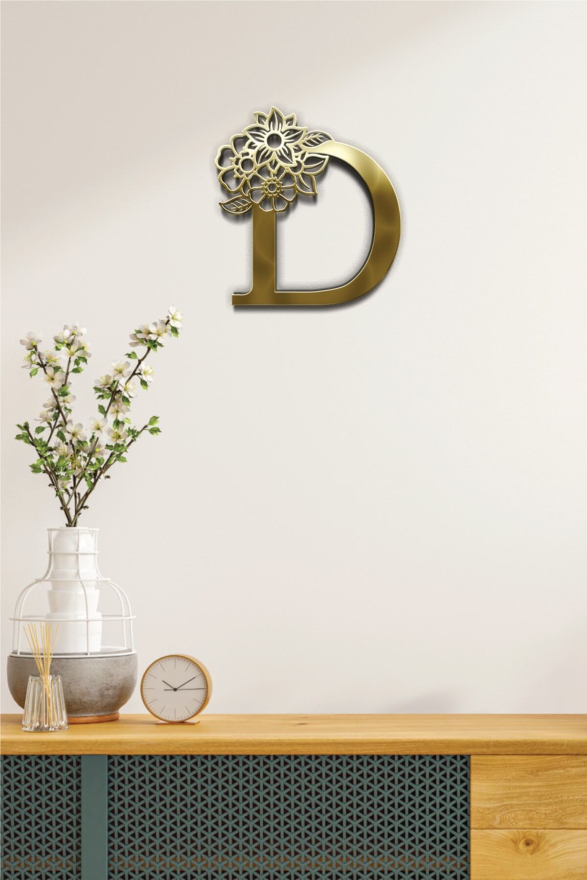 Pleksi Glass Harf Dekoratif Tablo Gold-D