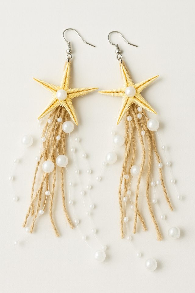 Gelin Küpesi Deniz Yıldızı Ve Incili Gelin Küpesi Kına Düğün Küpesi