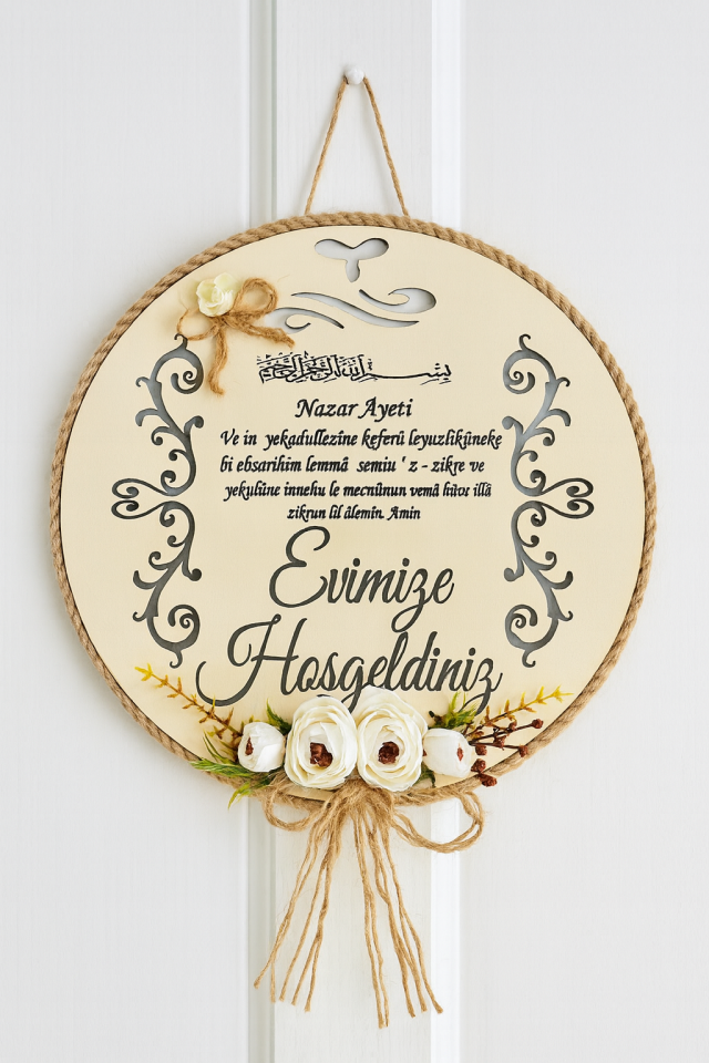 Ahşap Kapı Süsü Hoşgeldiniz Yazılı Isme Özel Kapı Süsü