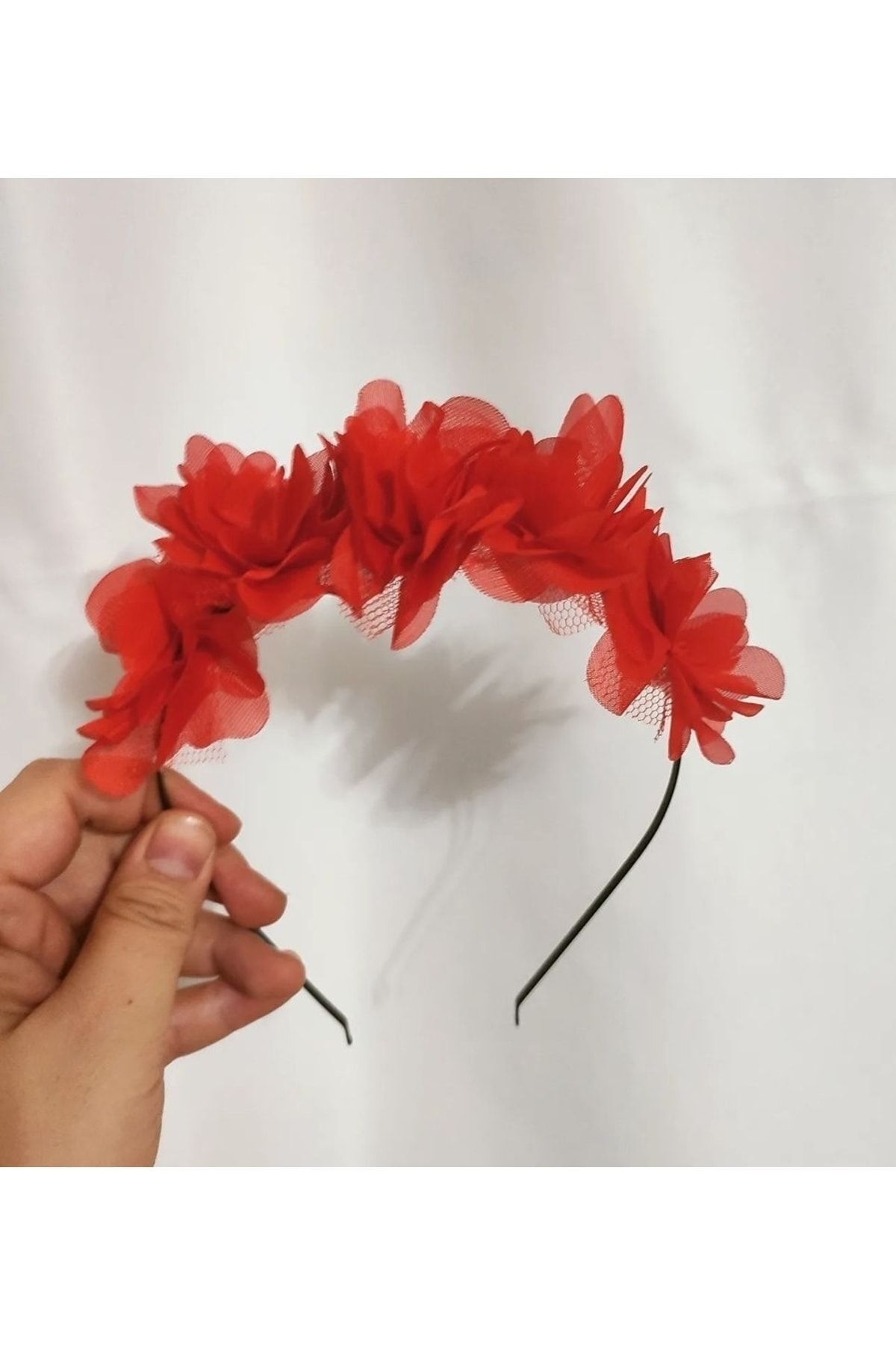 Lazer Çiçekli Nedime Tacı 10 Adet Kına Tacı Kına Malzemesi Taç Kırmızı