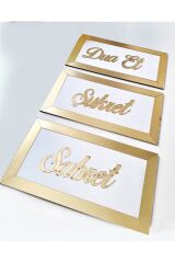 Sabret Şükret Dua Et Üçlü Pano Set Duvar Süsü