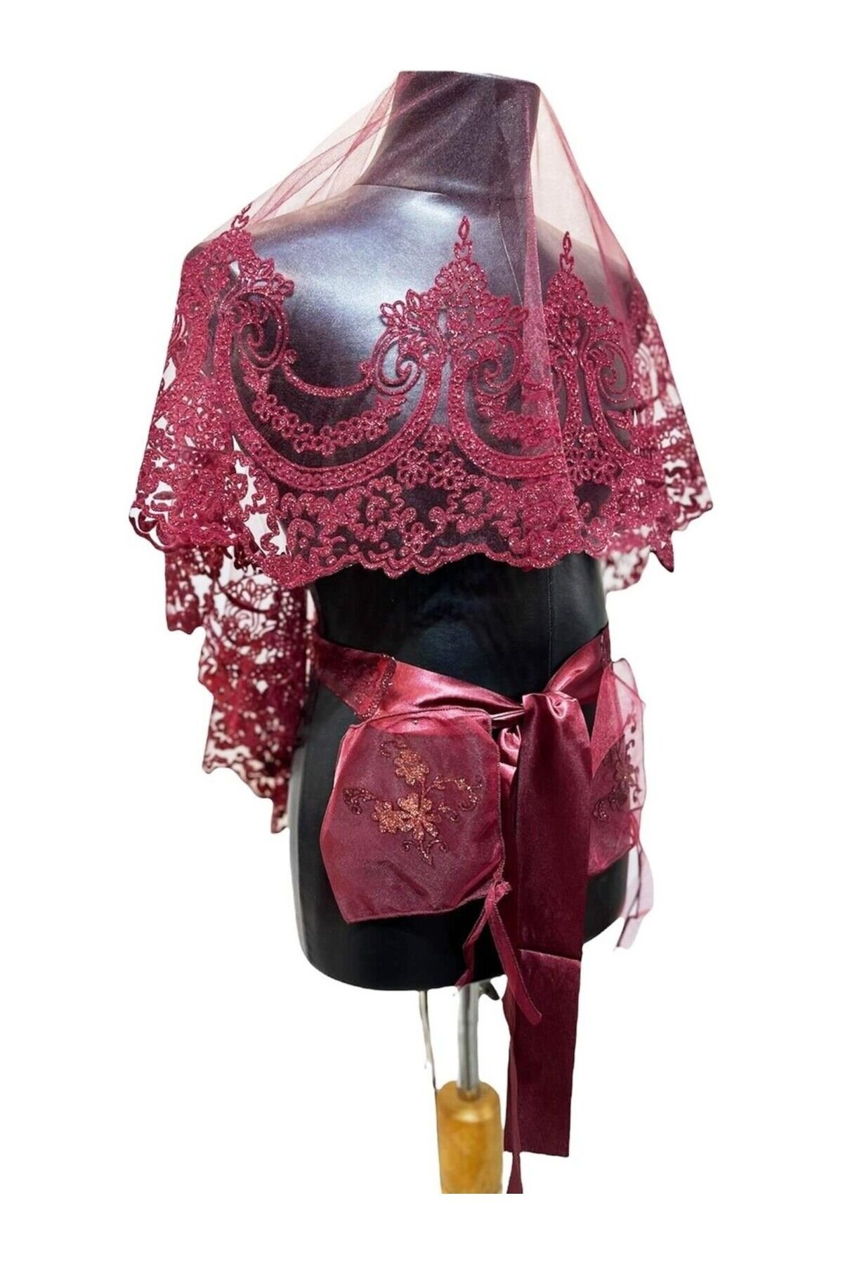 Gelin Kına Duvağı Güpür Baskılı Zarif Tasarım Gelin Kına Yüz Örtüsü Düğün Nikah Nişan Kına