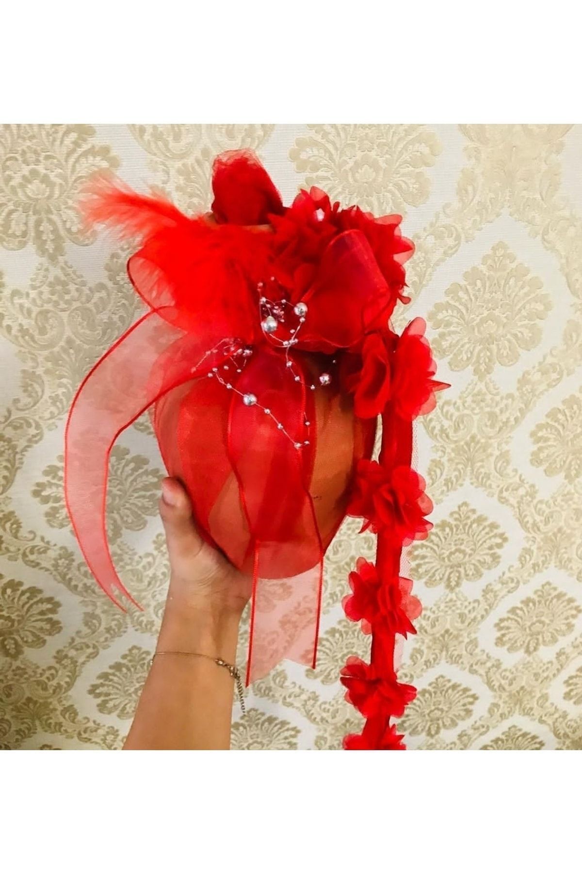 Kına Testi, Lüx Model Tüylü Lazer Güllü Testi Kınada Kırmak Için Testi, Hediyelik Testi