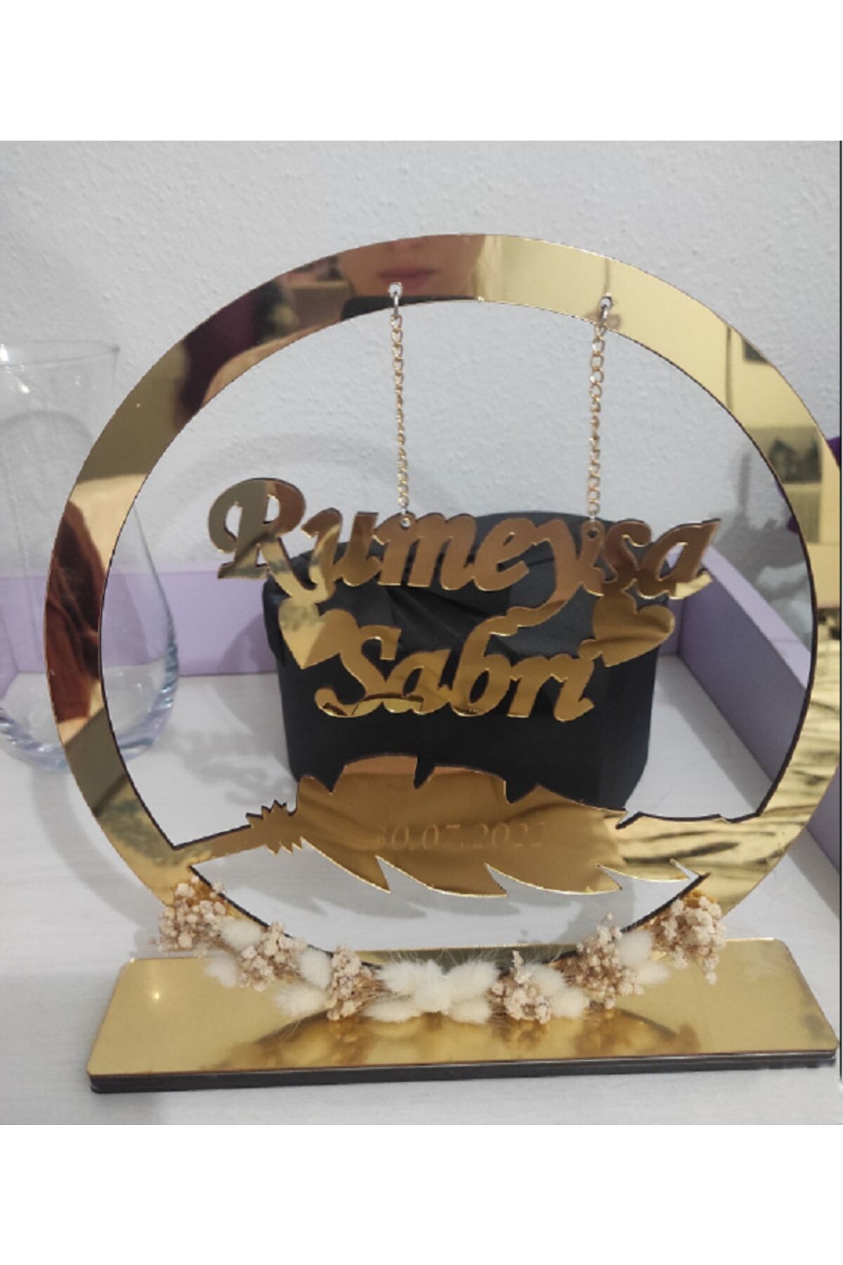 Pleksi Isimlik Masa Üstü Aynalı Gold Pleksi Isimlik Söz Nişan Düğün Masaüstü Isimlik Hediyelik