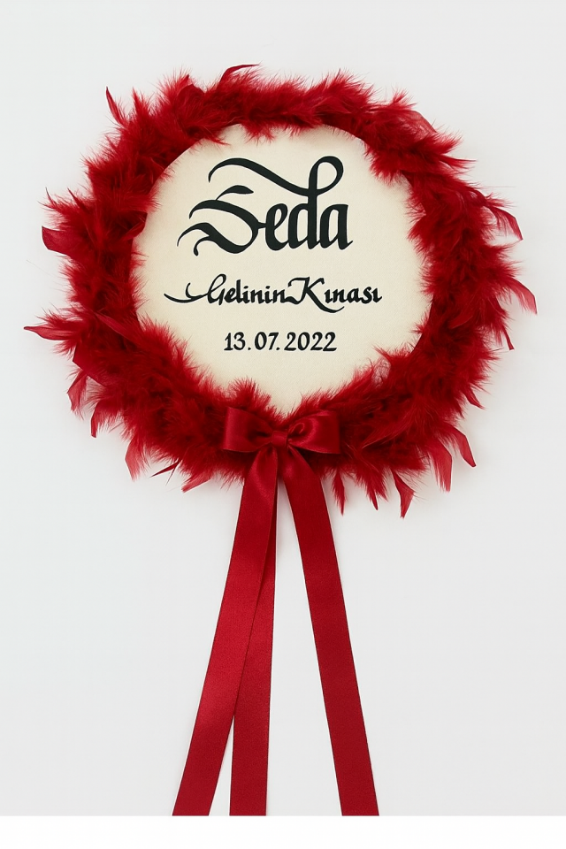 Isme Özel Otriş Süslü Deri Tef Kına Gecesi Gelin Tefi 30cm Vurmalı Çalgı Müzik Aleti