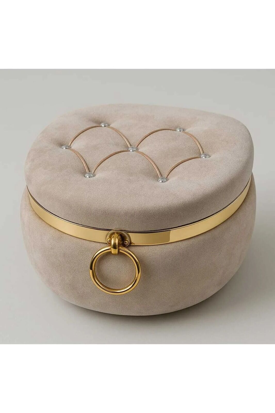 Gelin Çeyiz Makyaj Sandığı Lüx İthal Kadife D Model Taşlı Plexi Detaylı Gelin Makyaj Sandığı