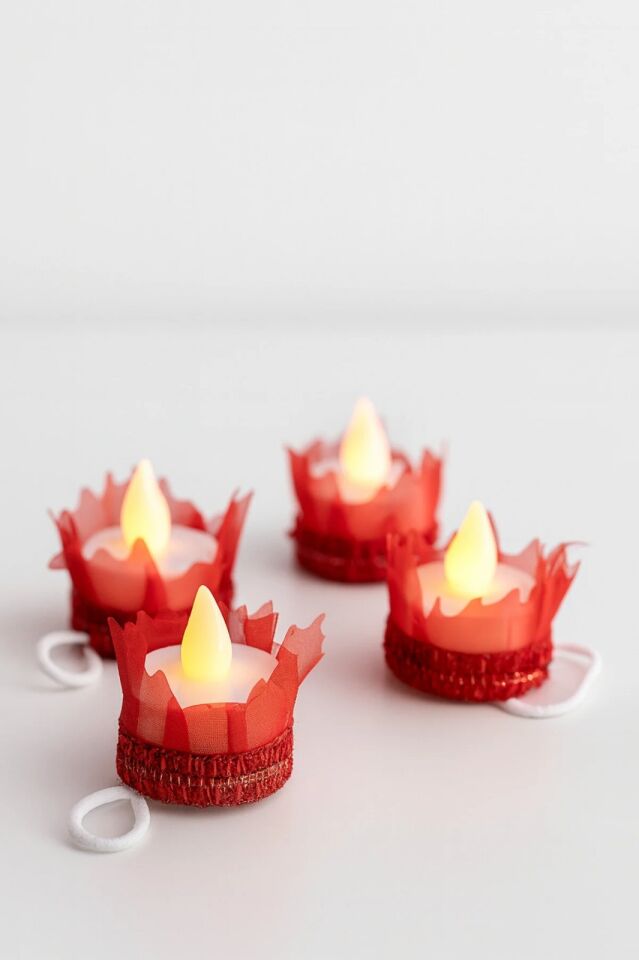 Kırmızı Ledli Kına El Mumu, Sünnet, Led Işıklı, Tealight Mum Pilli Düğün Nedime Bride Kına Mumu 4 Adet