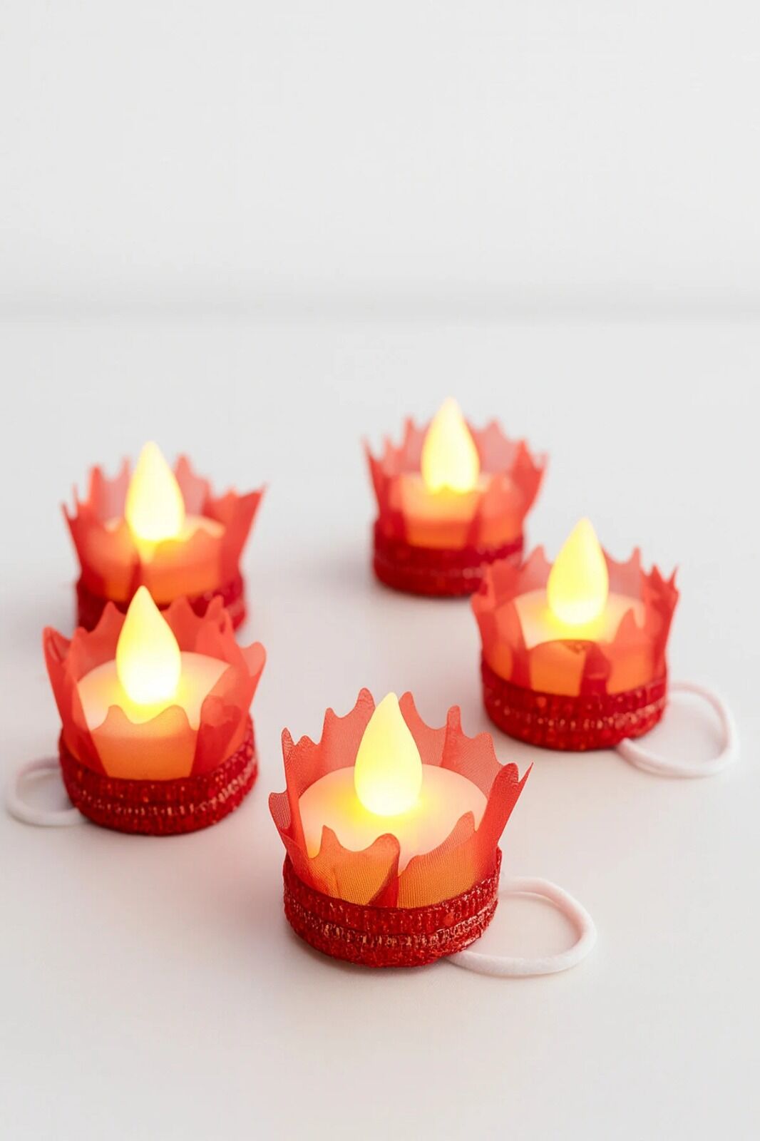 Kırmızı Ledli Kına El Mumu, Sünnet, Led Işıklı, Tealight Mum Pilli Düğün Nedime Bride Kına Mumu 5 Adet