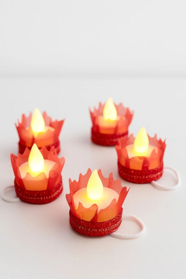 Kırmızı Ledli Kına El Mumu, Sünnet, Led Işıklı, Tealight Mum Pilli Düğün Nedime Bride Kına Mumu 5 Adet