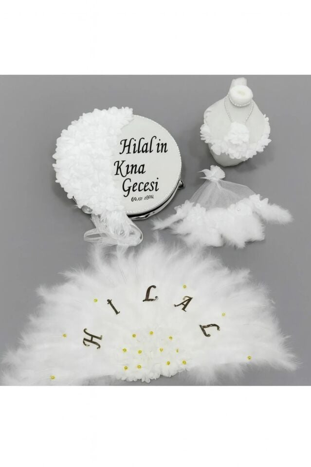 İsme Özel Kına Yelpazesi, Gelin Tefi Seti Otrişli Tef, Yelpaze, Testi, Halay Mendili, Vurmalı Çalgı