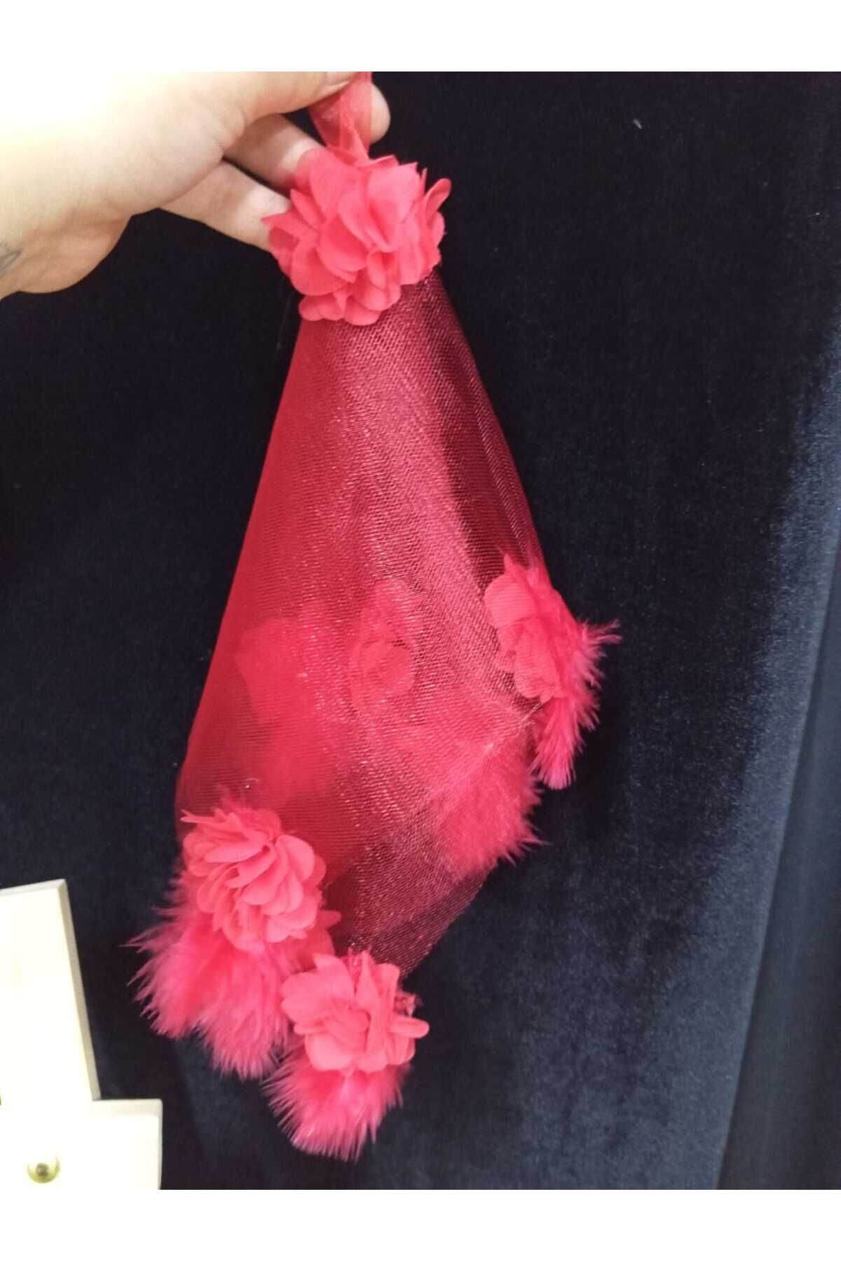 Gelin Ve Damat İçin Tüylü Güllü Incili Lüx Halay Mendili