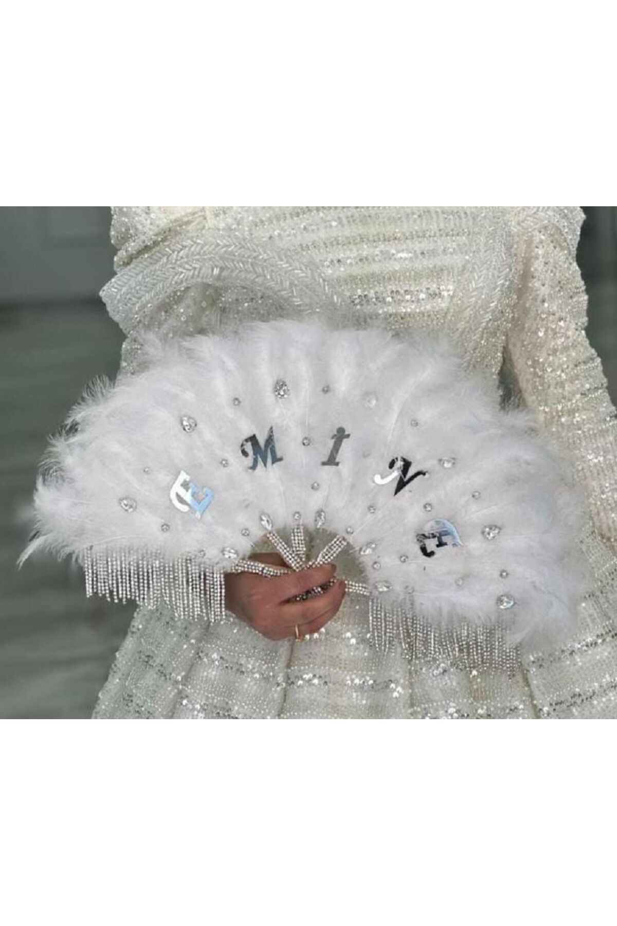 İsme Özel Büyük boy Kına Yelpazesi Tüylü Yelpaze Kına Malzemesi