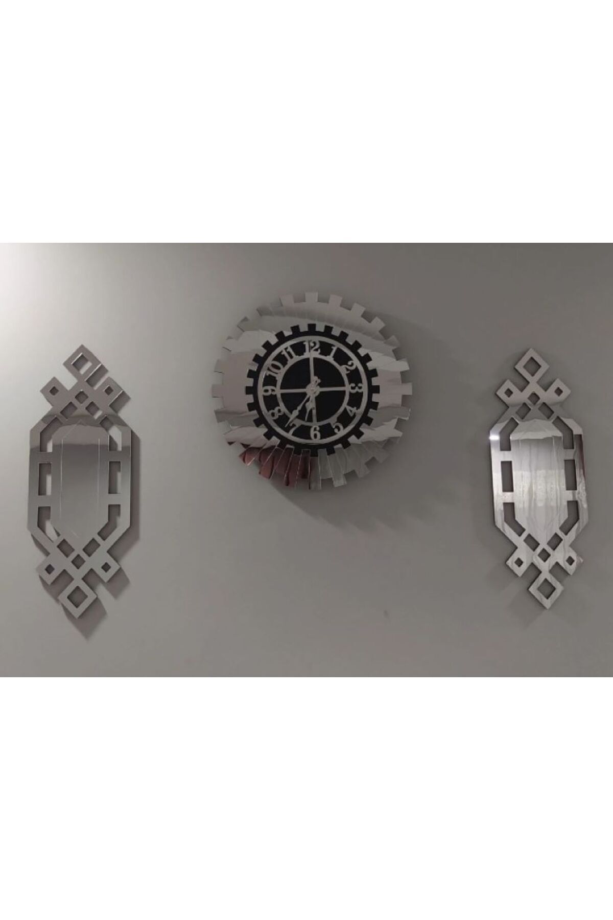 Gümüş Aynalı Pleksi Saat, Duvar Saati, Ev Hediyelik Duvar Saati