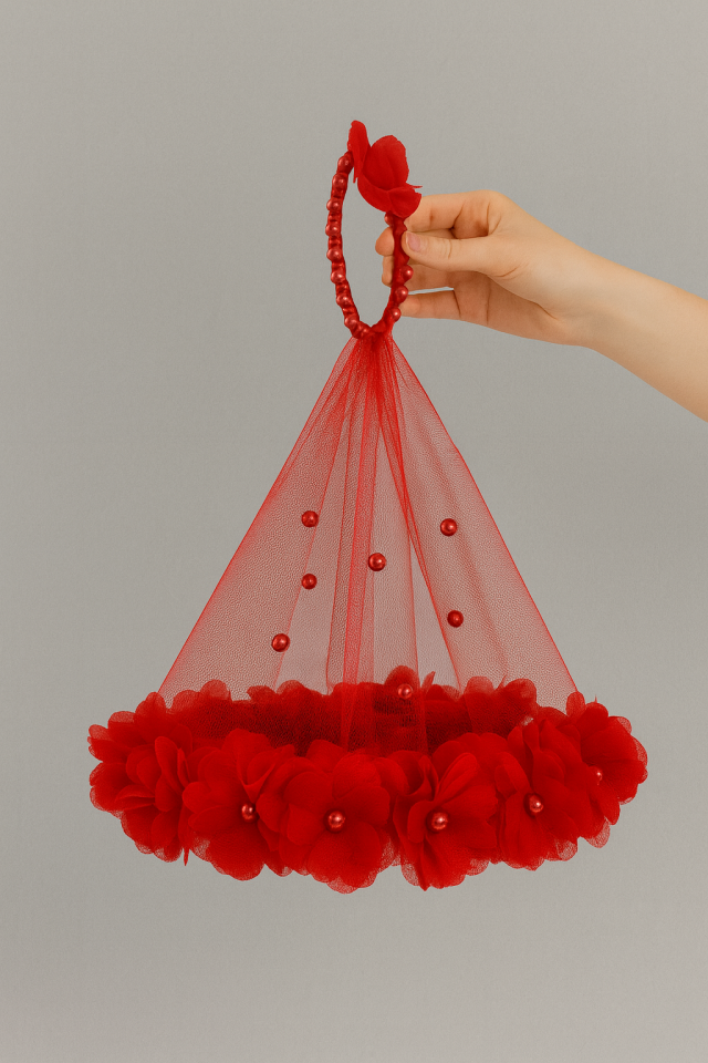 Gelin Veya Damat Mendili, Güllü Incili Lüx Halay Mendili Gelin Mendili 1 adet Beyaz