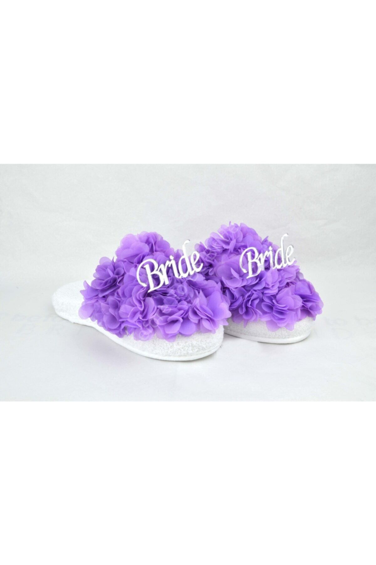 Bride Terlik Lazer Gül Süslü Bride Terliği Lila