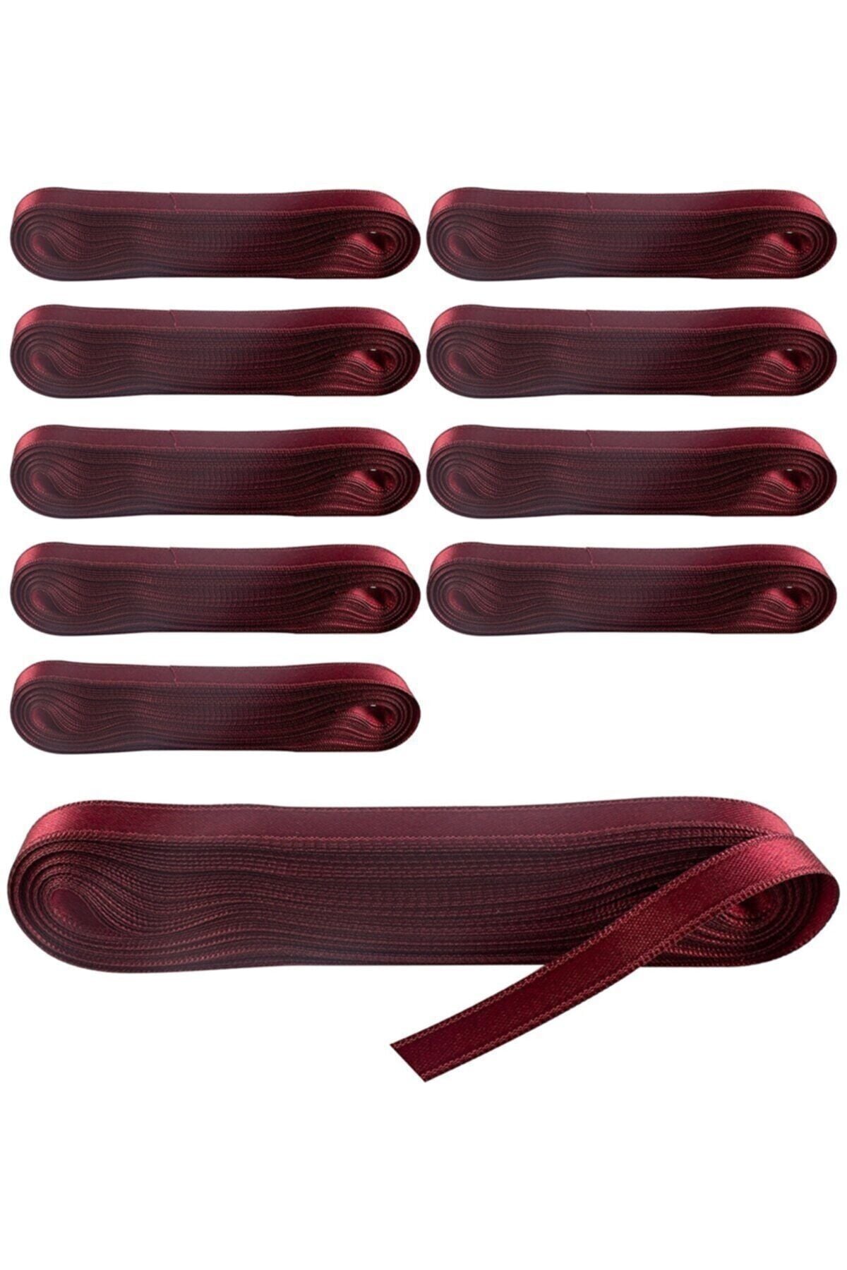 Saten Kurdela 10 Ad. 1 Cm Gold 10 Metre Bordo