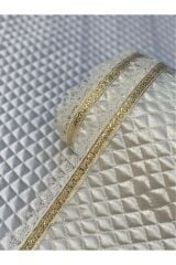Dolap İçi Krem Kapitone Güpürlü Gold Sutaşlı Raf Örtüsü En 50 santim Boy 7 Metre