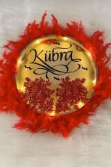 Kişiye Özel Ledli Şeffaf İsimli Gelin Tefi Vip Güpürlü Ve Tüylü Düğün Kına Nedime Bride Parti Defi