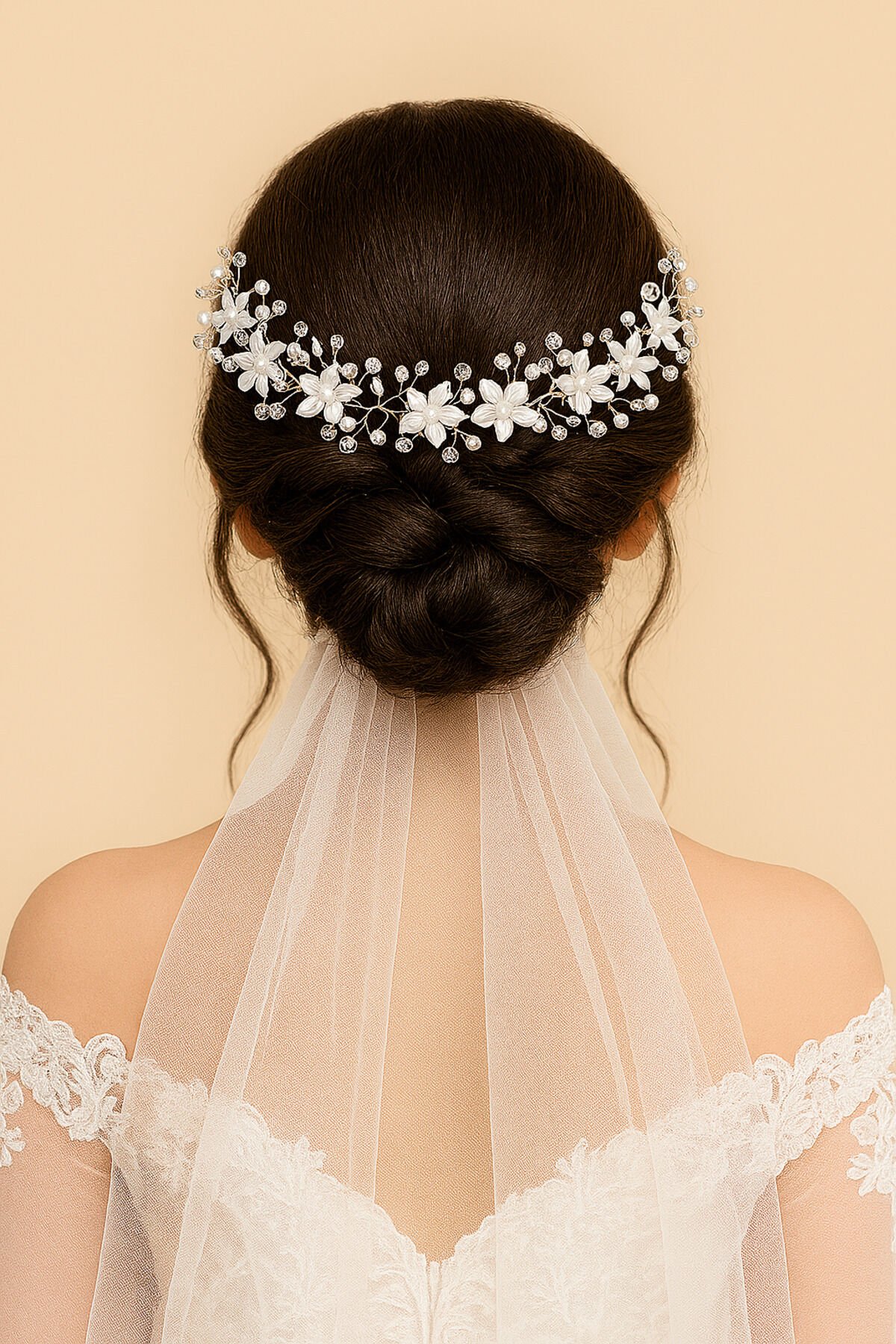Gelin Tacı Düğün Nikah Nişan Kına Aksesuarı İncili Model Saç Aksesuarı