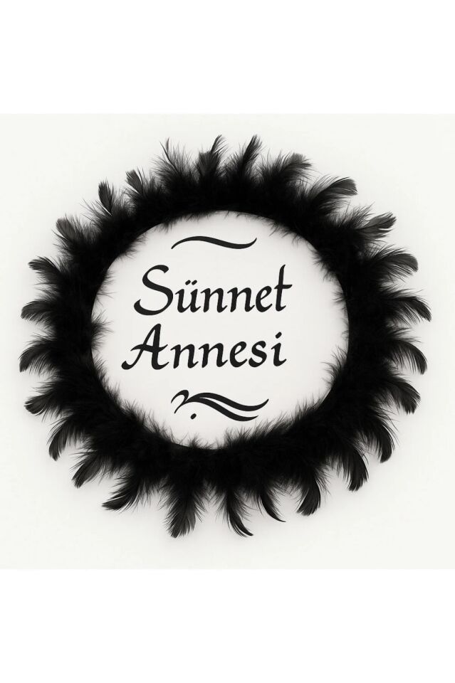 Tüylerle Süslenmiş Sünnet Tefi Vurmalı Çalgı Def Müzik Aleti Sünnet Annesi Tefi Sünnet Kınası Tefi Siyah