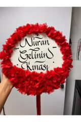 Vurmalı Zilli Lazer Güllü Süslü Deri Tef Gelin Tefi Isme Özel Deri Tef 30cm Çap