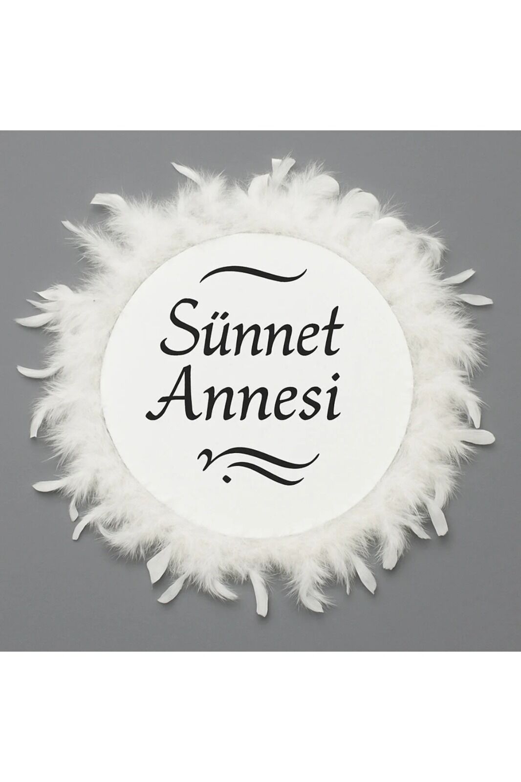 Tüylerle Süslenmiş Sünnet Tefi Vurmalı Çalgı Def Müzik Aleti Sünnet Annesi Tefi Sünnet Kınası Tefi Beyaz
