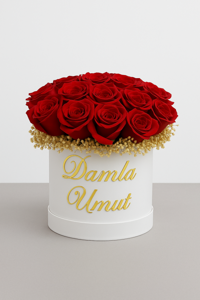 Silindir Kutuda Gerçek Görünümlü Yapay Kadife Gül Kız Isteme Buketi