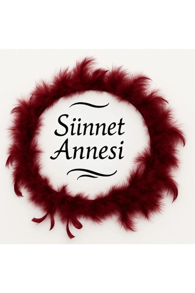 Tüylerle Süslenmiş Sünnet Tefi Vurmalı Çalgı Def Müzik Aleti Sünnet Annesi Tefi Sünnet Kınası Tefi Bordo