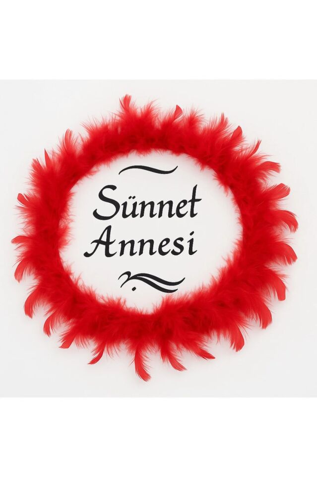 Tüylerle Süslenmiş Sünnet Tefi Vurmalı Çalgı Def Müzik Aleti Sünnet Annesi Tefi Sünnet Kınası Tefi Kırmızı