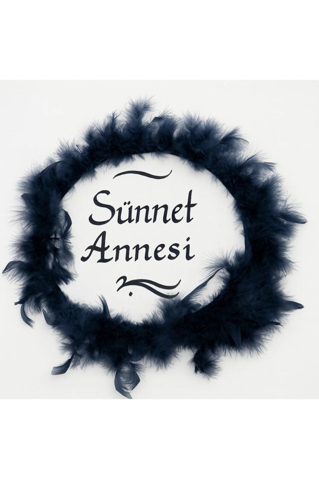 Tüylerle Süslenmiş Sünnet Tefi Vurmalı Çalgı Def Müzik Aleti Sünnet Annesi Tefi Sünnet Kınası Tefi Lacivert