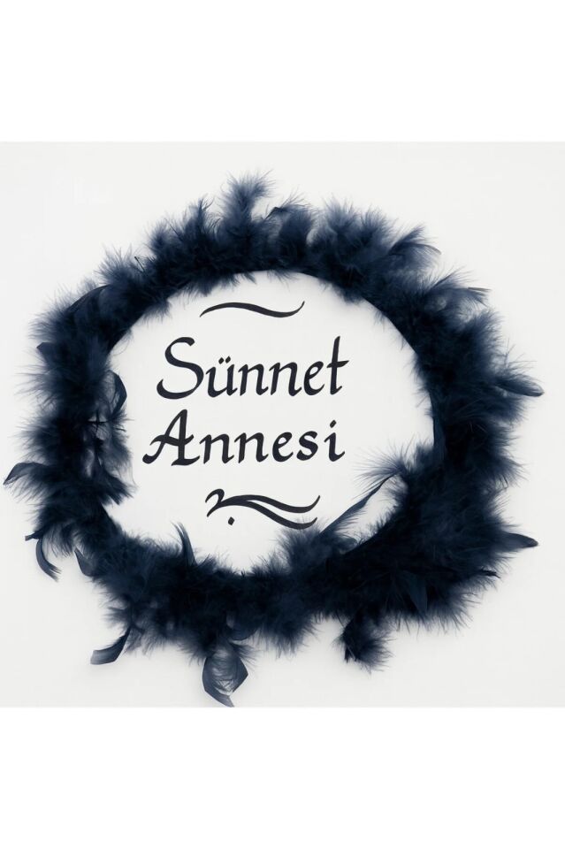 Tüylerle Süslenmiş Sünnet Tefi Vurmalı Çalgı Def Müzik Aleti Sünnet Annesi Tefi Sünnet Kınası Tefi Lacivert