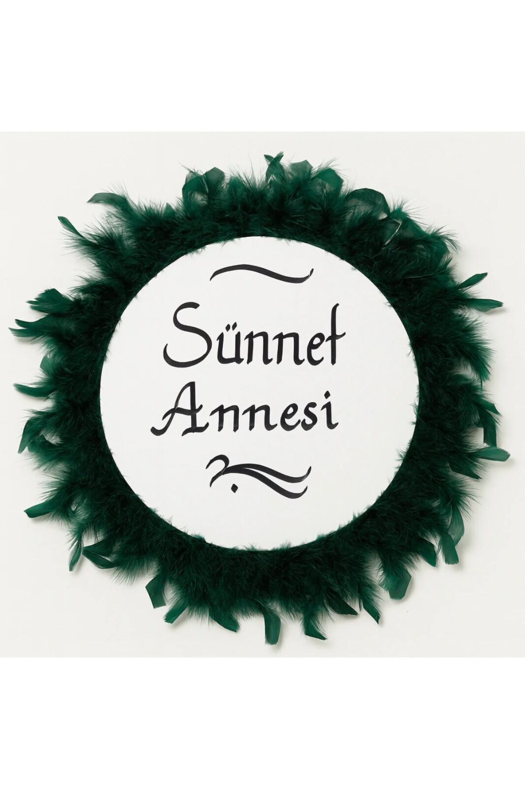 Tüylerle Süslenmiş Sünnet Tefi Vurmalı Çalgı Def Müzik Aleti Sünnet Annesi Tefi Sünnet Kınası Tefi Zümrüt Yeşili