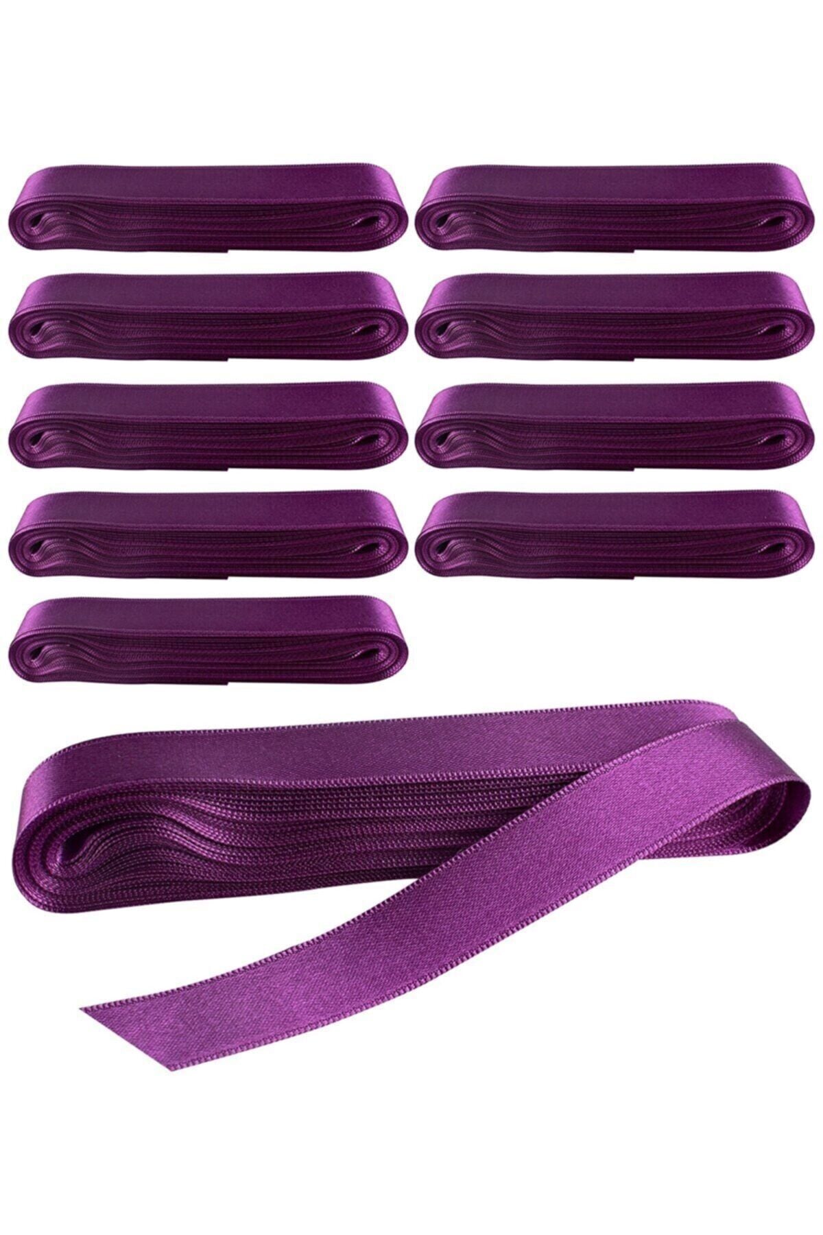 Saten Kurdela 10 Ad. 3 Cm Krem 10 Metre Mor