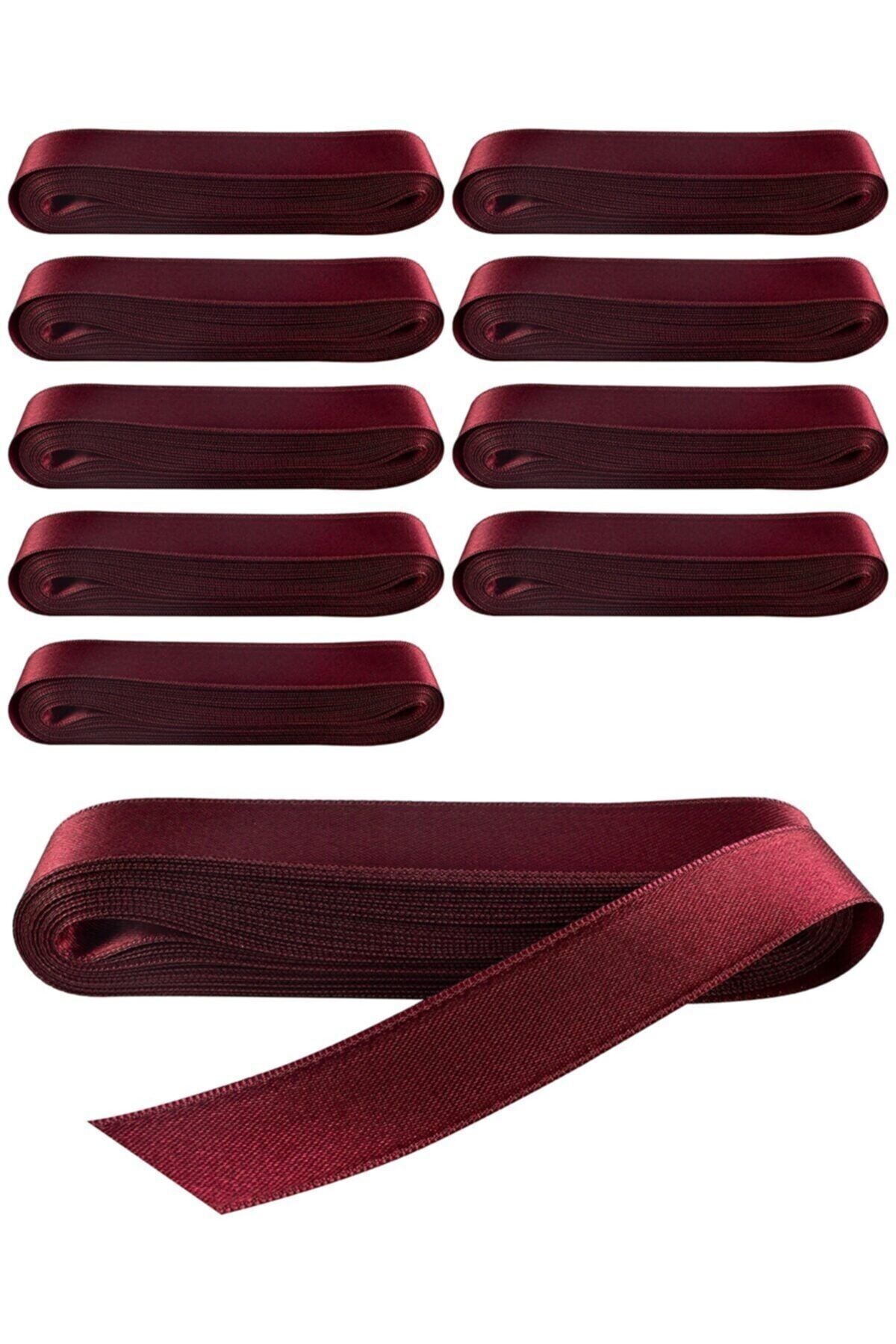 Saten Kurdela 10 Ad. 3 Cm Krem 10 Metre Bordo