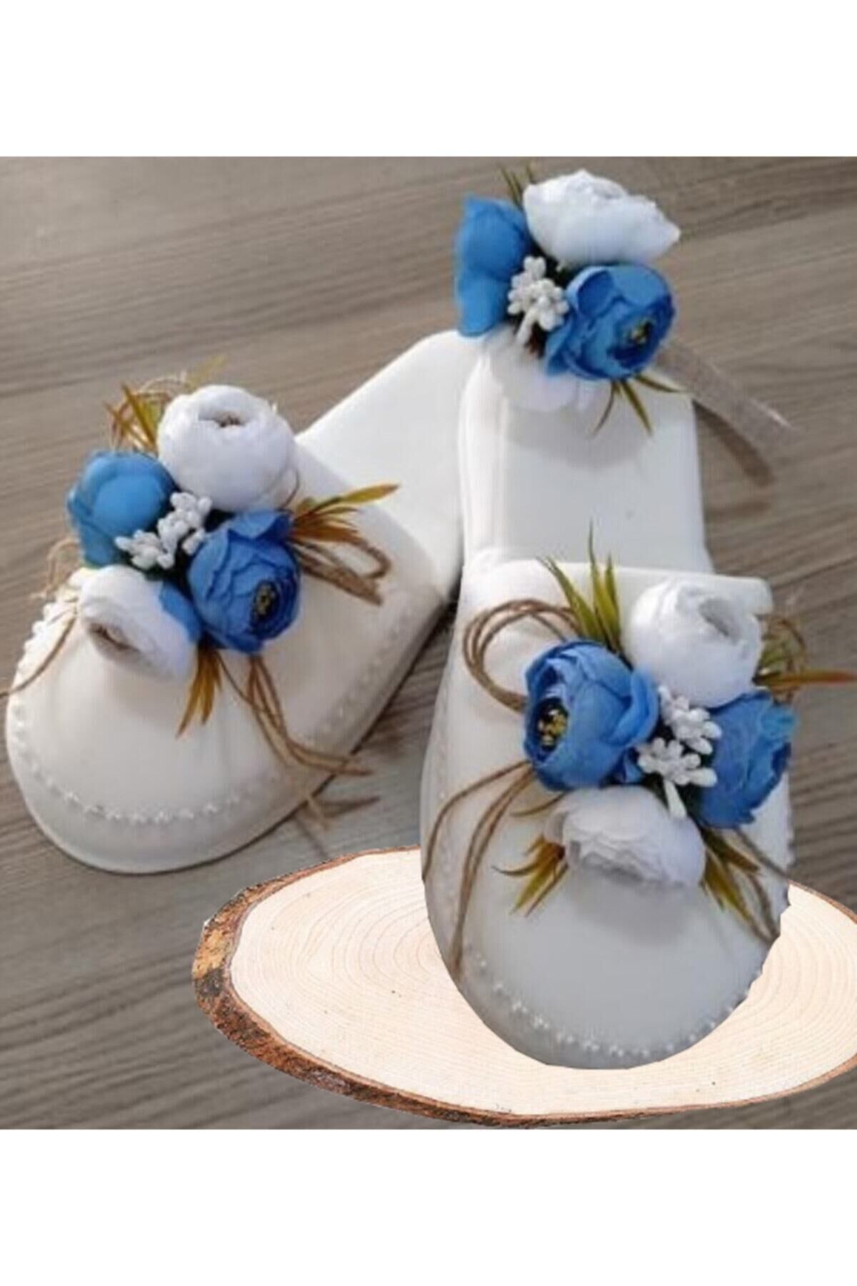 Şakayık Süslü Lohusa Terlik Taç Seti