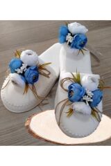 Şakayık Süslü Lohusa Terlik Taç Seti