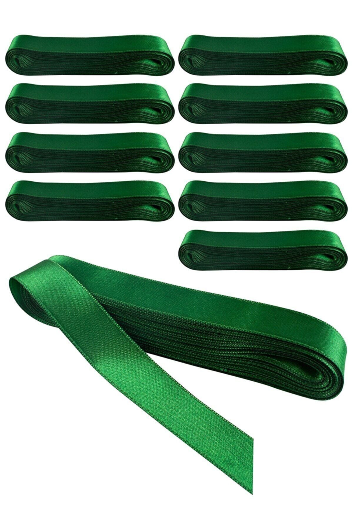 Saten Kurdela 10 Ad. 3 Cm Krem 10 Metre Yeşil