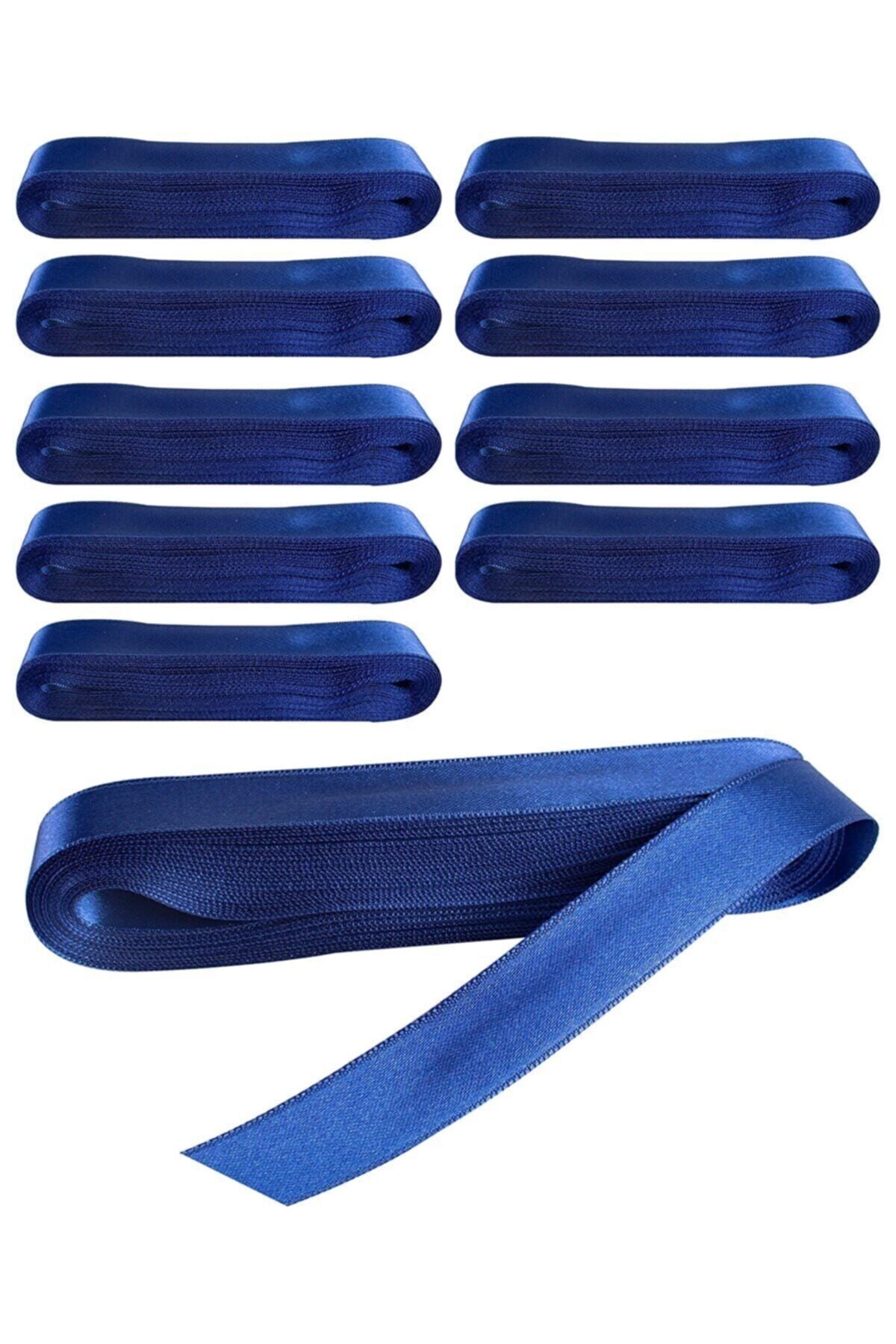 Saten Kurdela 10 Ad. 3 Cm Krem 10 Metre Saks Mavi