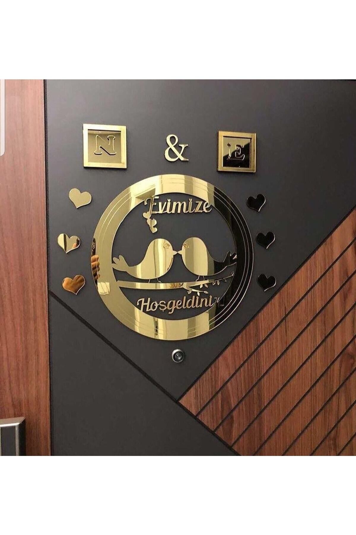 Ahşap Ve Pleksili Kapı Süsü Duvar Süsü, Duvar Dekoru Gold 24 Cm