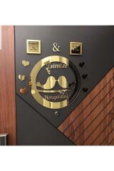 Ahşap Ve Pleksili Kapı Süsü Duvar Süsü, Duvar Dekoru Gold 24 Cm