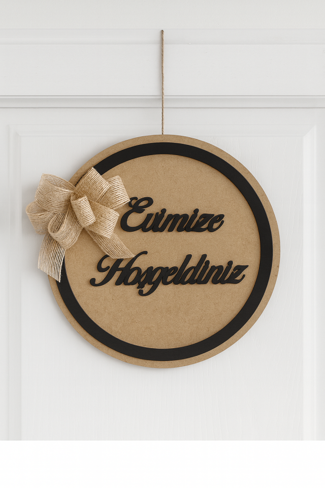 Ahşap Kapı Süsü Duvar Süsü, Duvar Dekoru Naturel 24 Cm