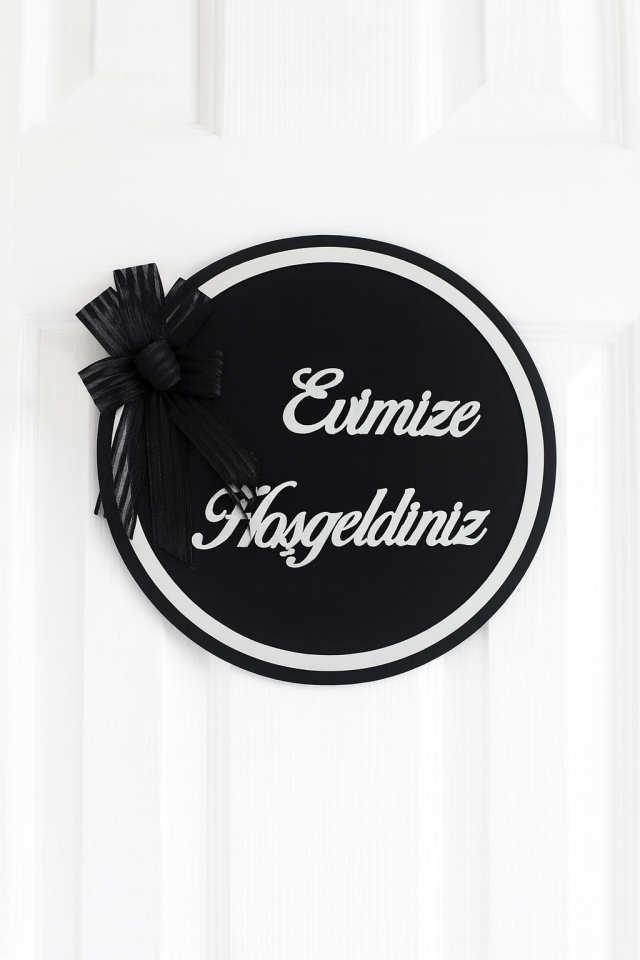 Ahşap Kapı Süsü Duvar Süsü, Duvar Dekoru Siyah 24 Cm