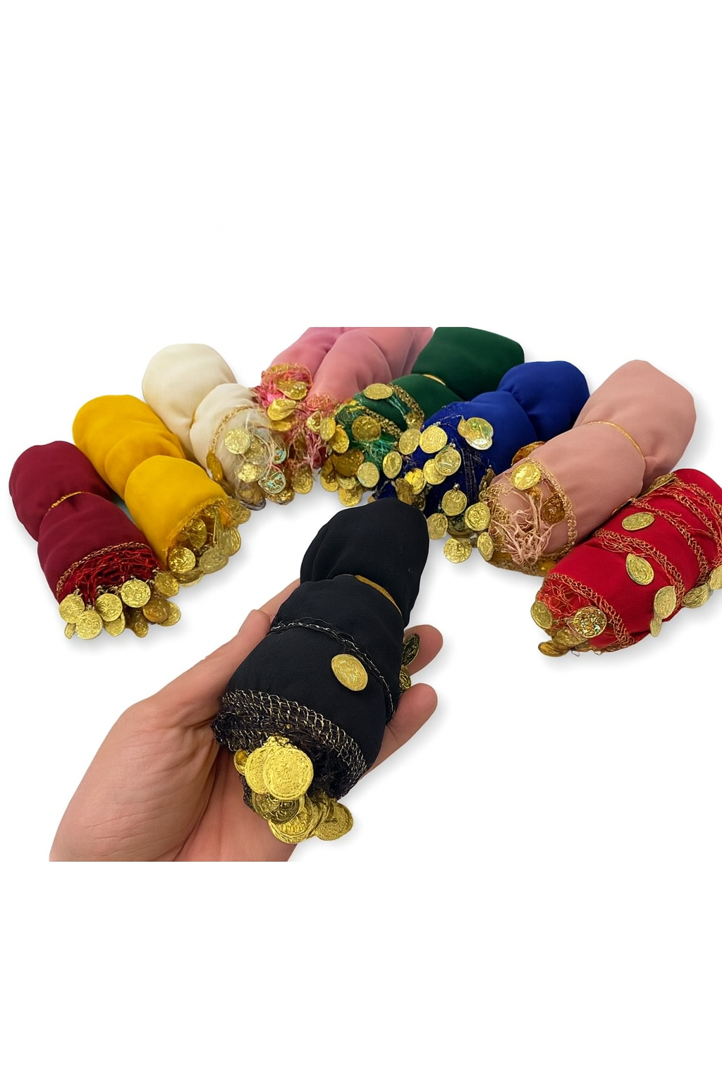 Krep Kumaştan 5li Halay Mendli, Lüx Halay Mendili, Renkli 22x22