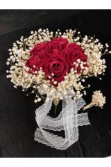 Gelin El Buketi Gül Demeti Gelin Çiçeği Nişan Düğün Buketi Iri Güllü