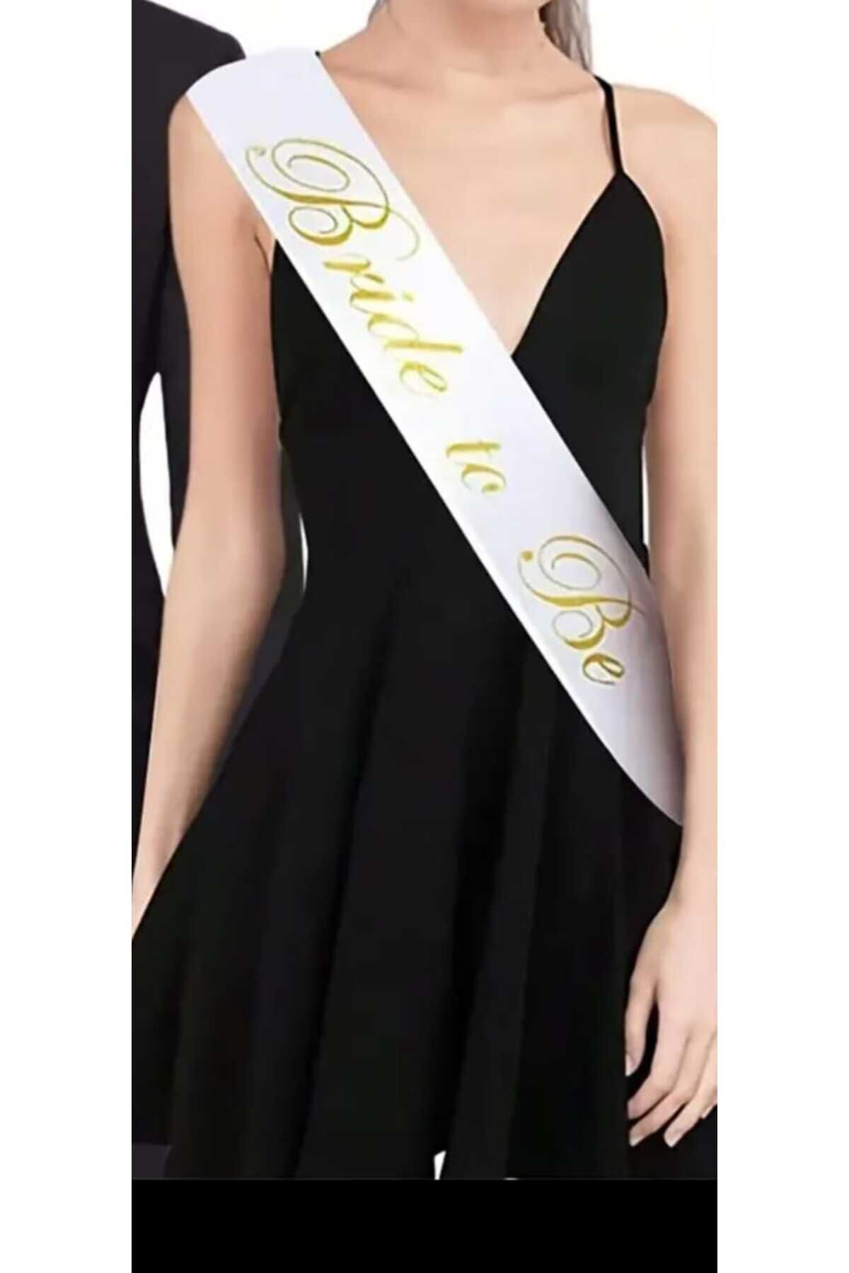Bride To Be Yazılı Beyaz Üstüne Gold Altın Sarısı Yaldızlı Kuşak Bekarlığa Veda Partisi Konsepti